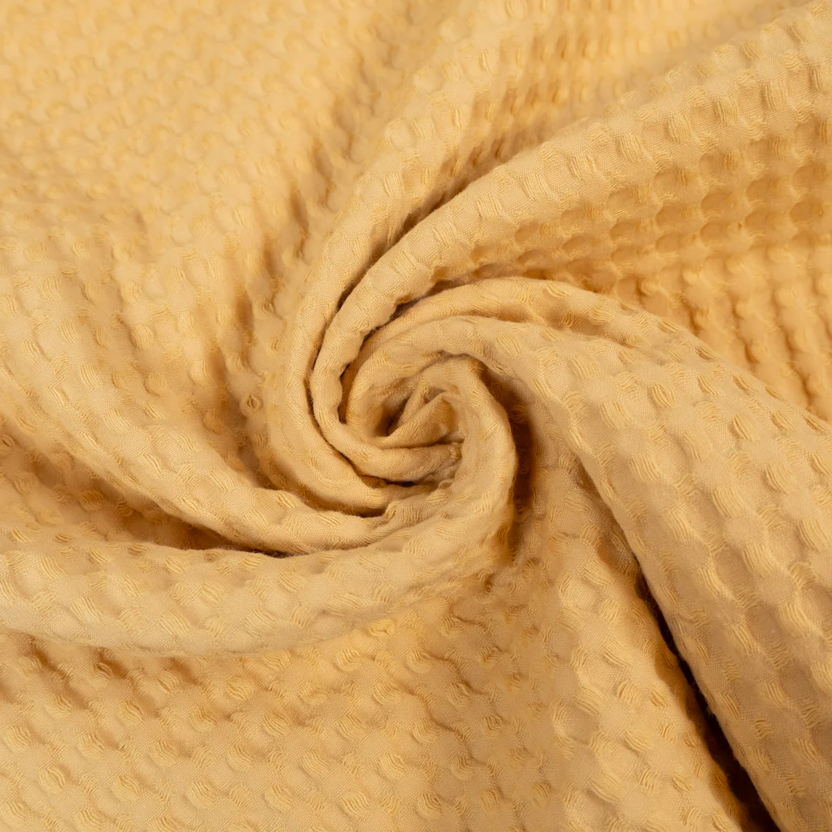 Tissu nid d'abeille tissé - Grands carreaux - Jaune pâle - Image 2