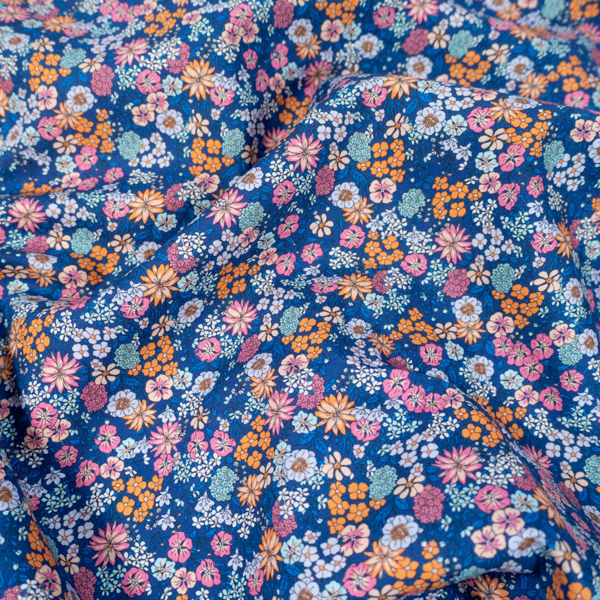Tissu popeline - Ecuatorian flowers - Bleu marine - Image 2