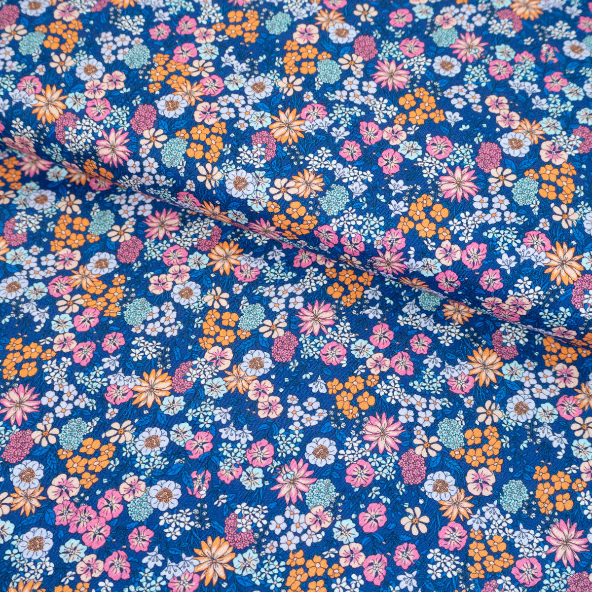 Tissu popeline - Ecuatorian flowers - Bleu marine - Image 3