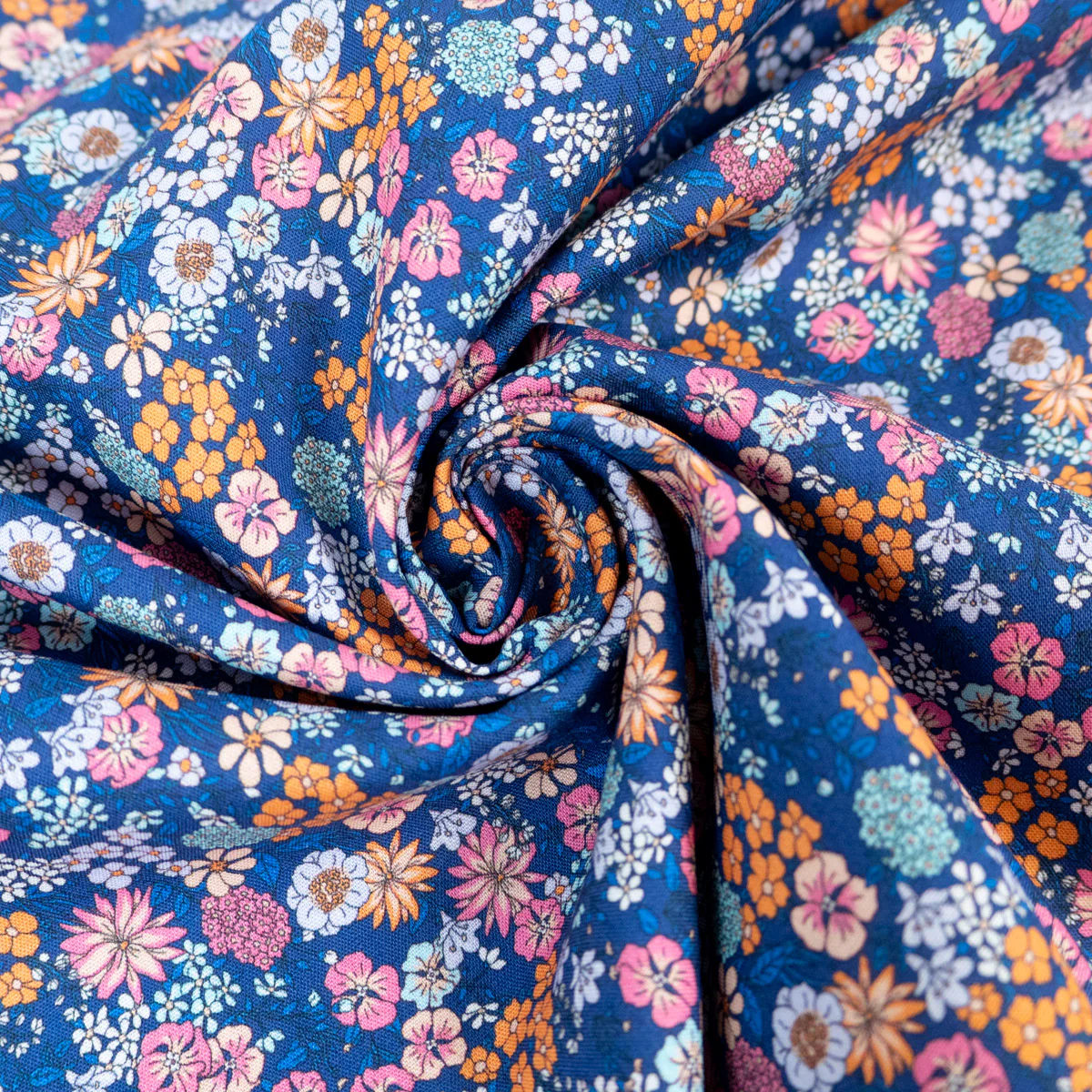 Tissu popeline - Ecuatorian flowers - Bleu marine - Image 4