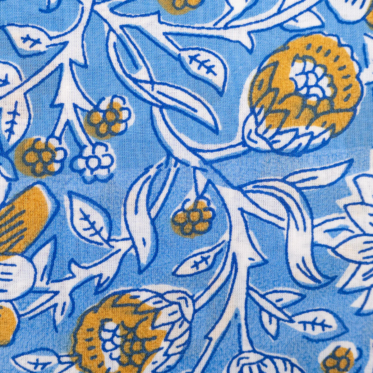 Tissu Popeline - Fleurs indiennes Kali - Bleu - Image 8