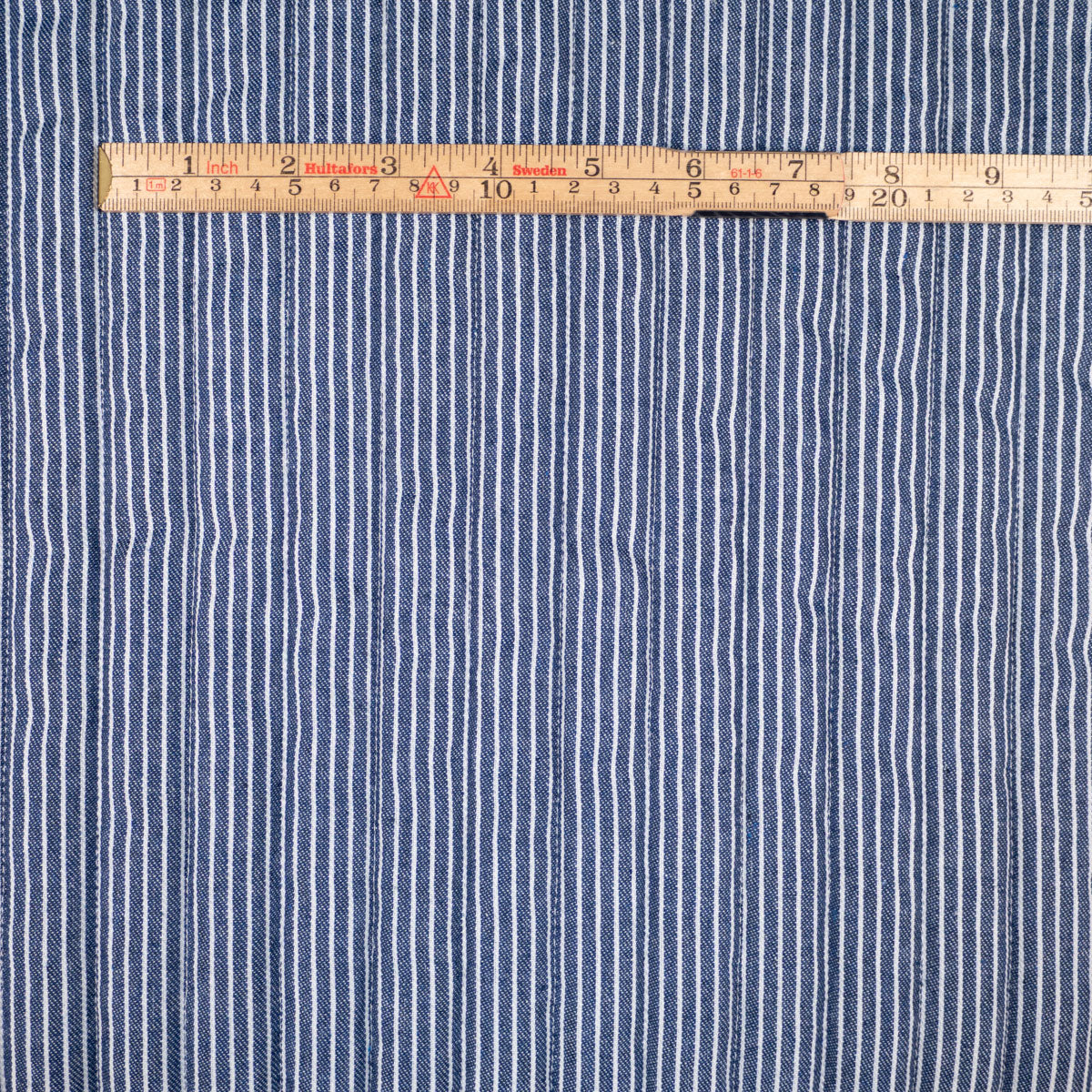 Tissu popeline matelassée - rayures - Bleu jeans et blanc - Image 9