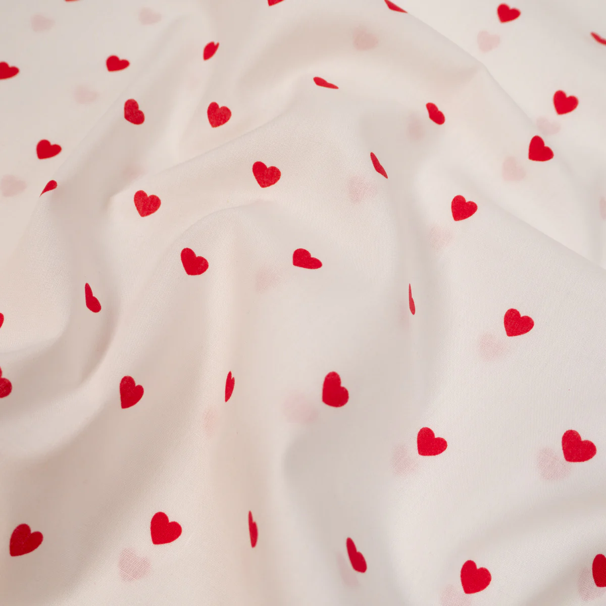 Tissu popeline - Petits coeurs rouges - Blanc - Image 6
