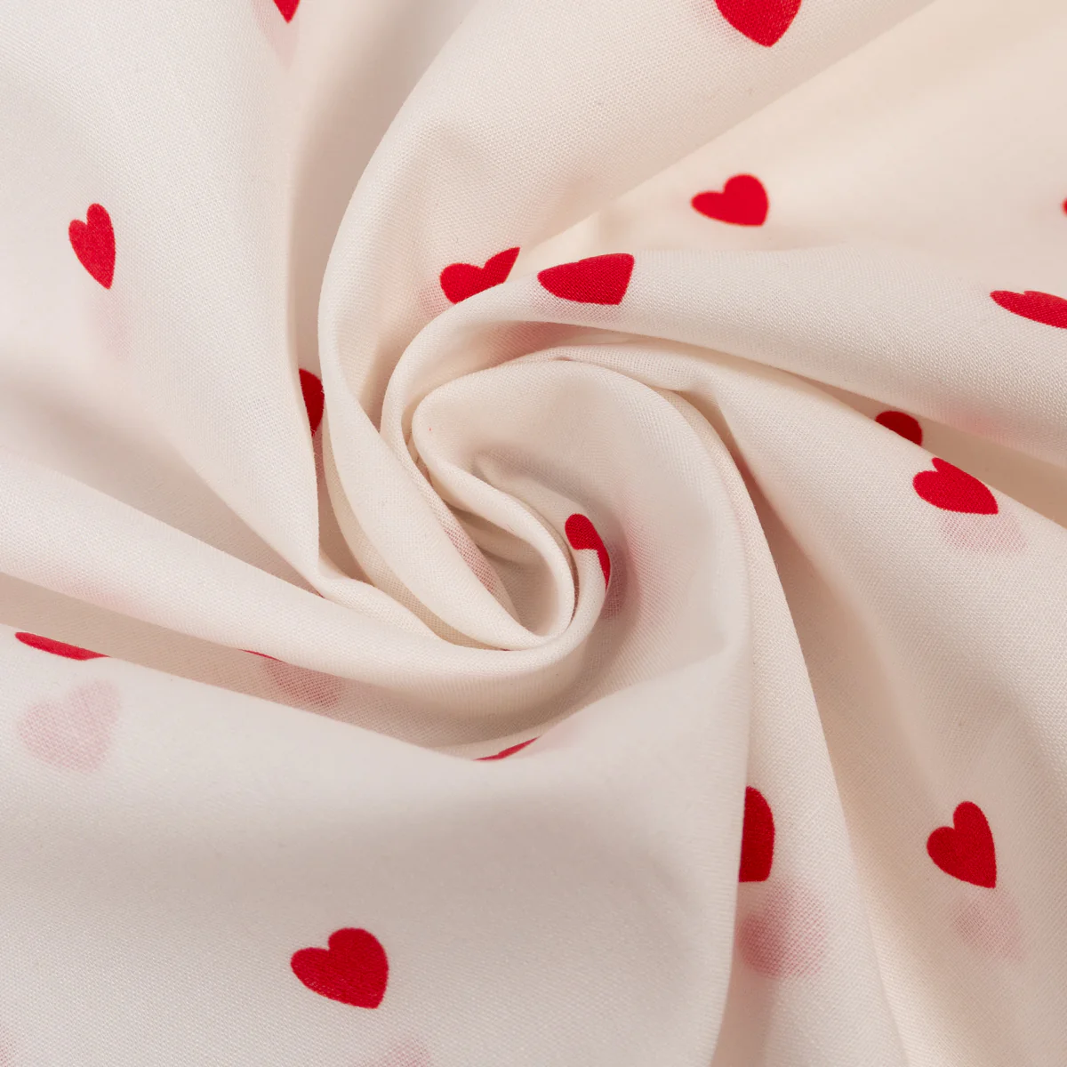 Tissu popeline - Petits coeurs rouges - Blanc - Image 8