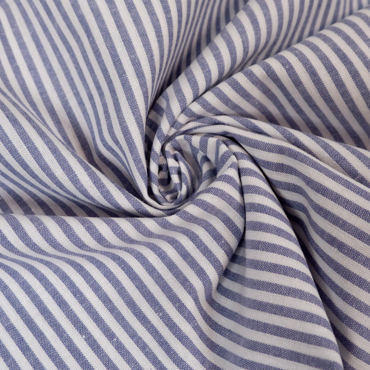 Tissu Popeline - Rayures - Bleu lavande et blanc - Image 3