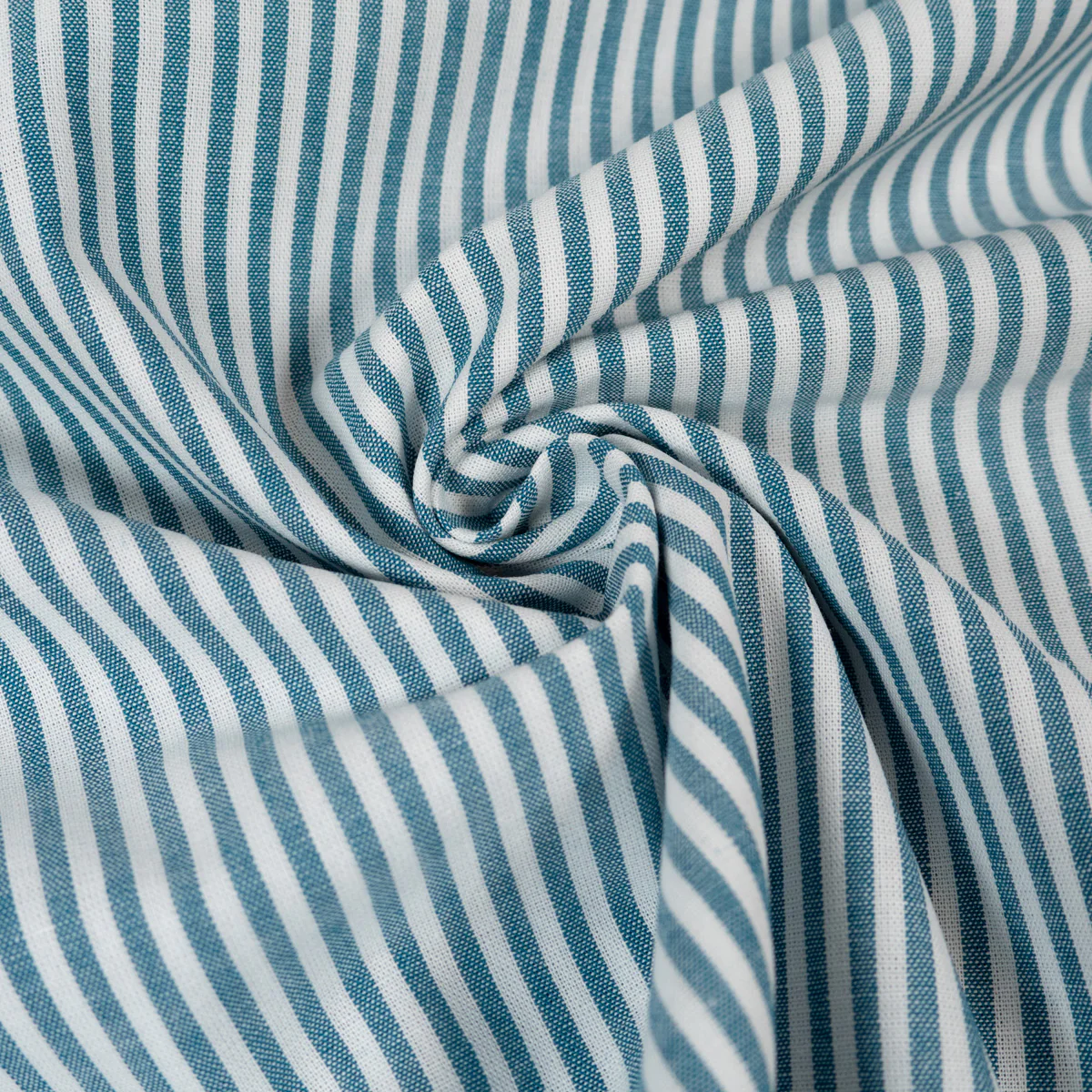 Tissu Popeline - Rayures - Bleu pétrole et blanc - Image 3