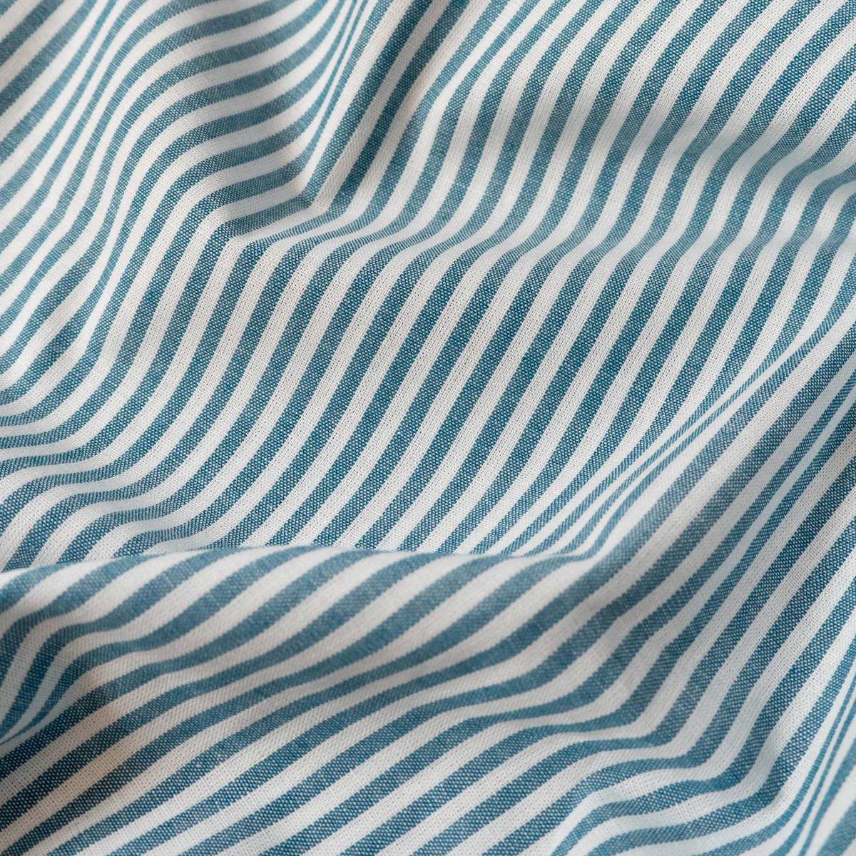 Tissu Popeline - Rayures - Bleu pétrole et blanc - Image 4