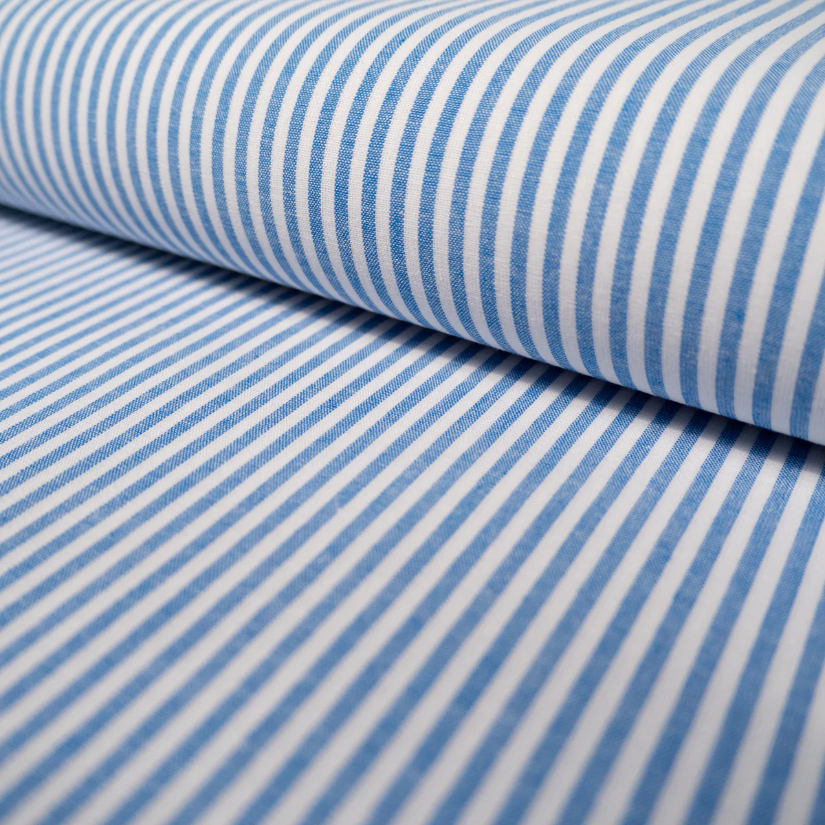 Tissu Popeline - Rayures - Blue sky et blanc