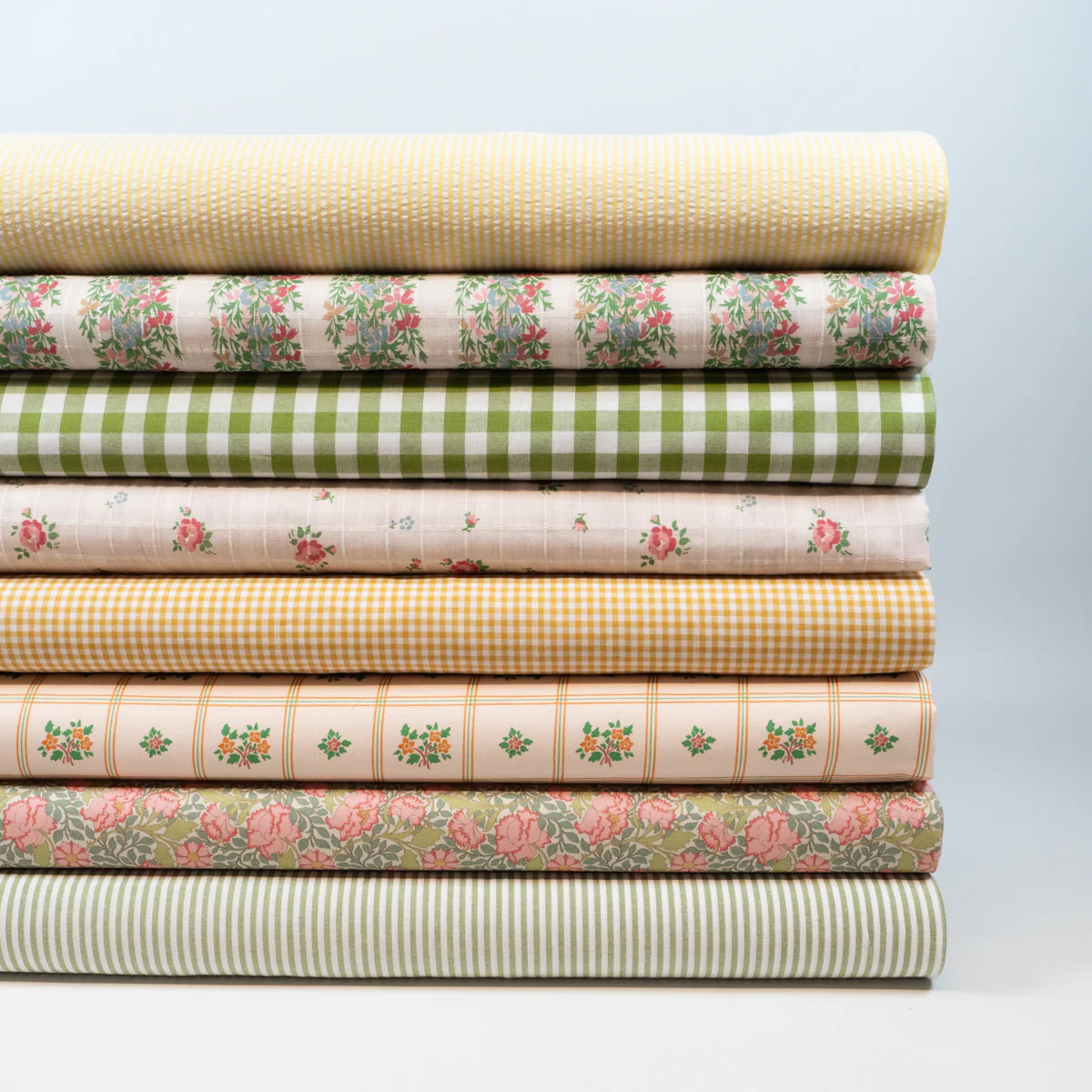 Tissu popeline - Rayures - Vert pomme et blanc - Image 7