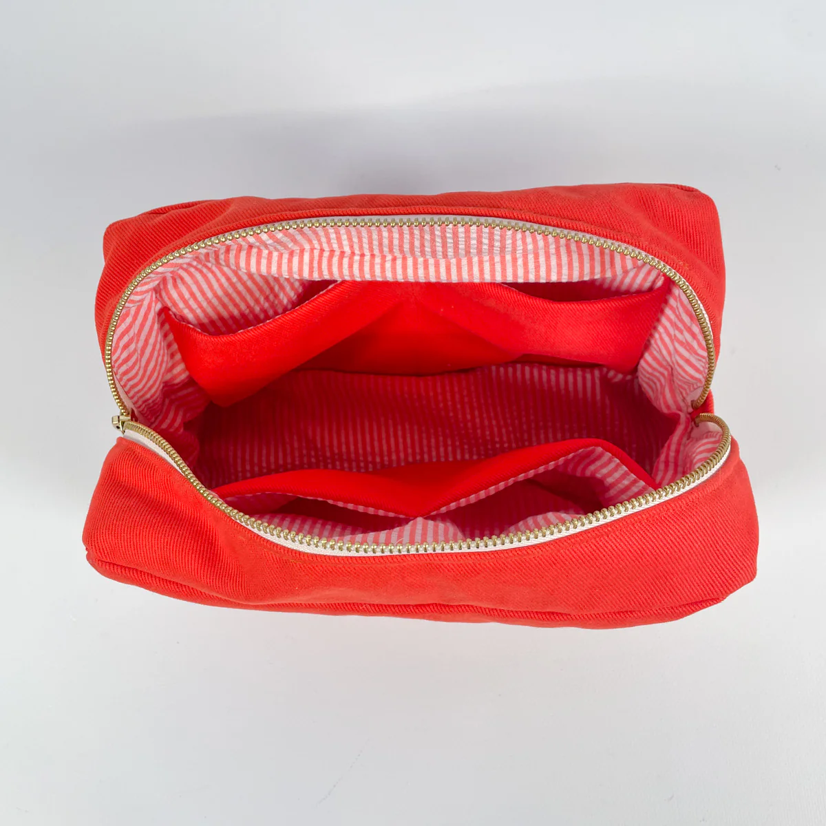 Tissu Seersucker - rayé - Corail et Blanc - Image 4