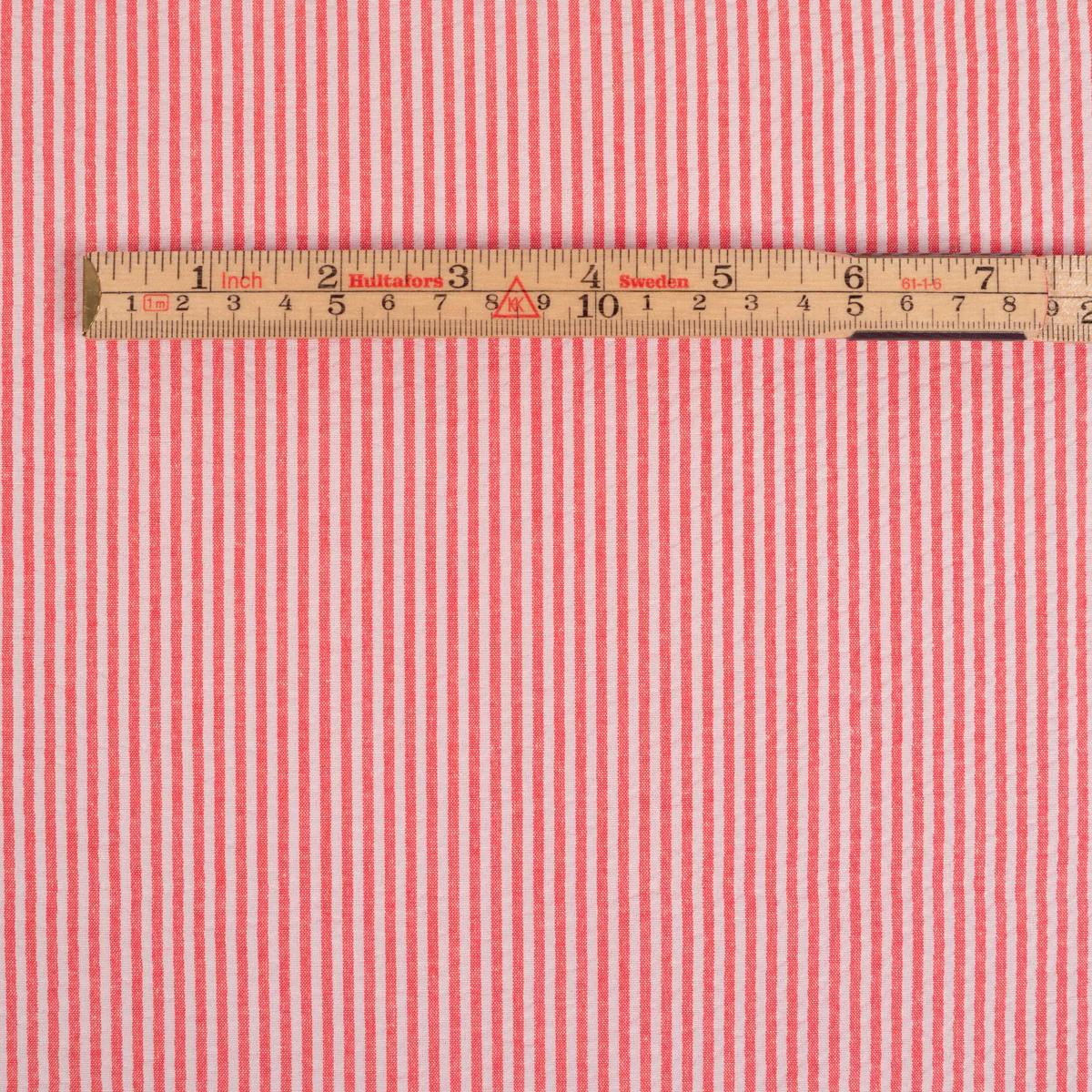 Tissu Seersucker - rayé - Fraise et Blanc - Image 3