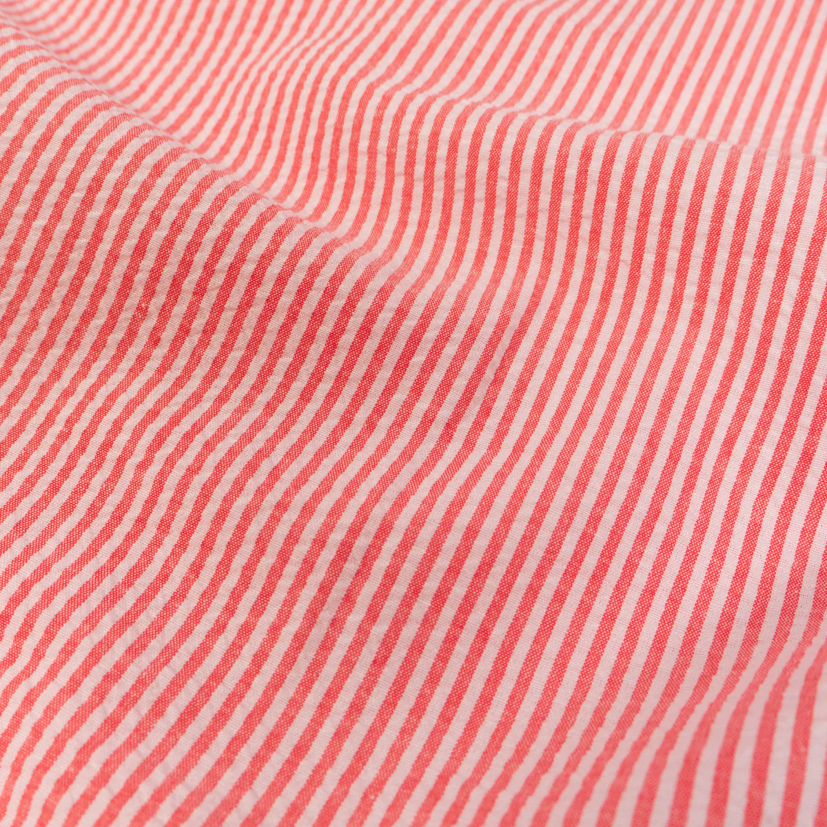 Tissu Seersucker - rayé - Fraise et Blanc - Image 5
