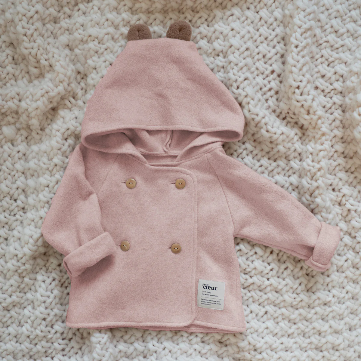 Tissu sweat polaire coton BIO - Rose - Image 2