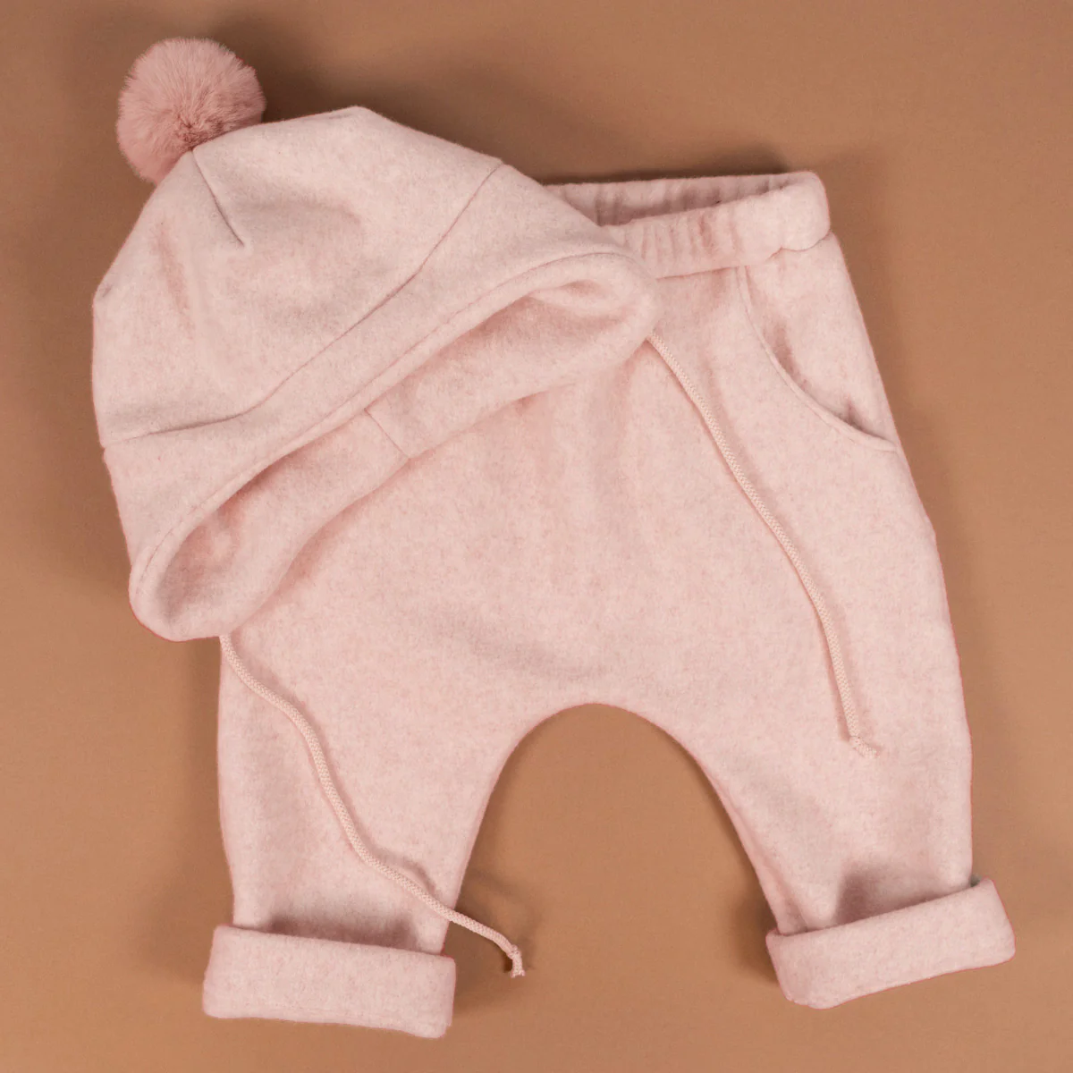 Tissu sweat polaire coton BIO - Rose - Image 3