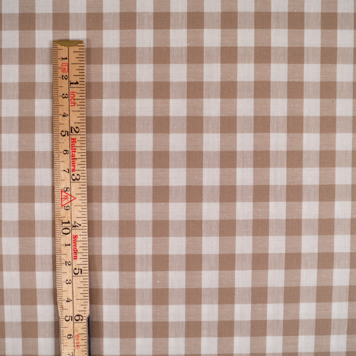 Tissu Vichy carreaux moyens - Sable - Image 3
