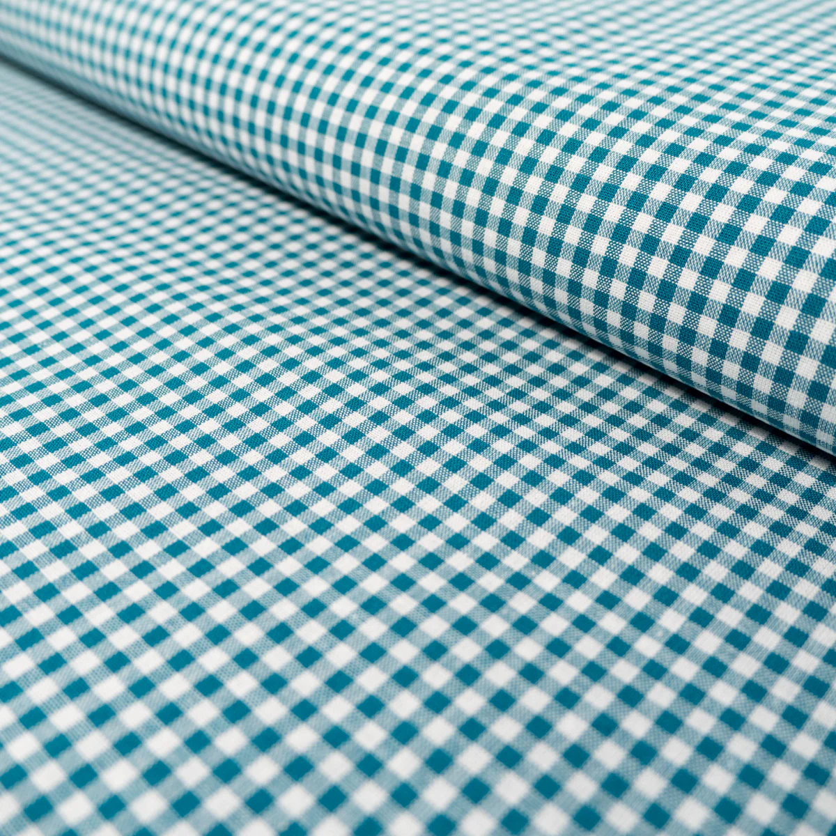 Tissu Vichy mini carreaux - Pétrole - Image 3