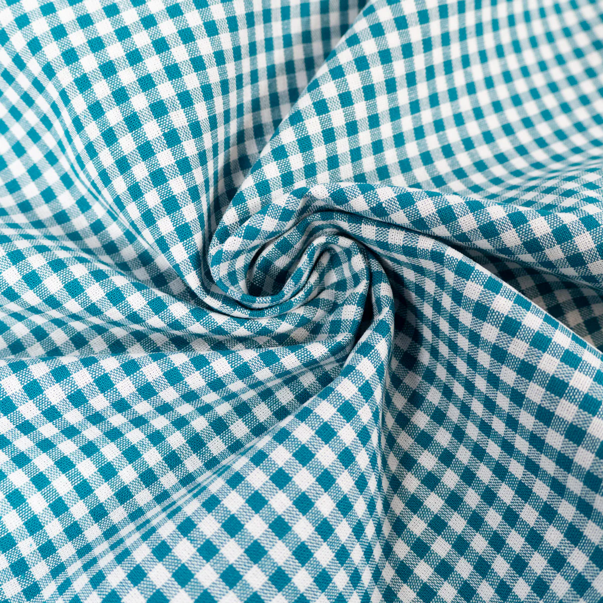 Tissu Vichy mini carreaux - Pétrole - Image 4
