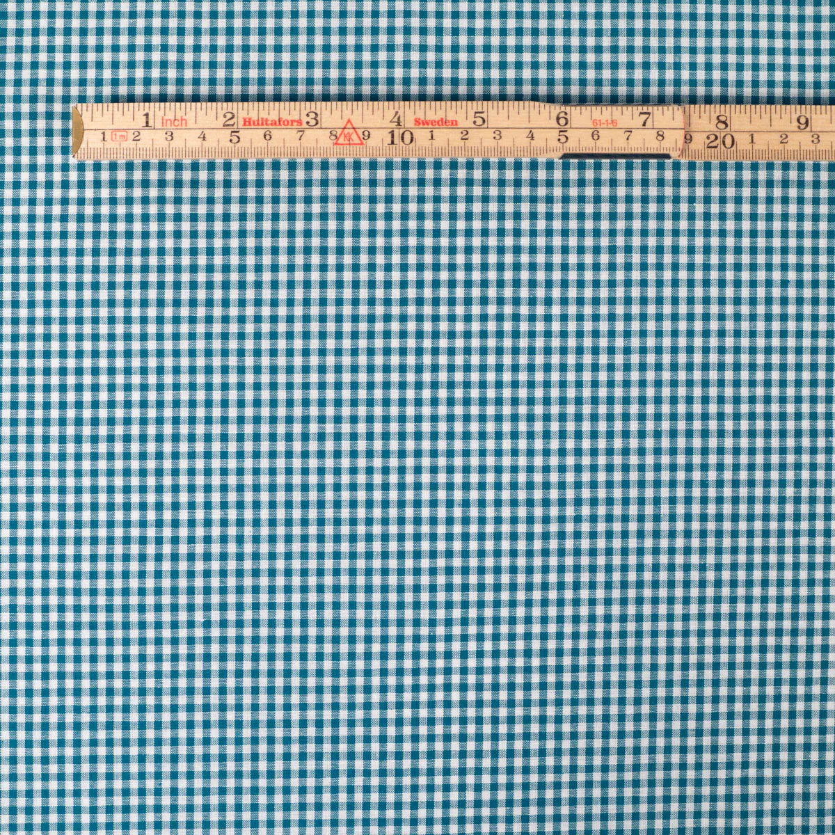 Tissu Vichy mini carreaux - Pétrole - Image 5