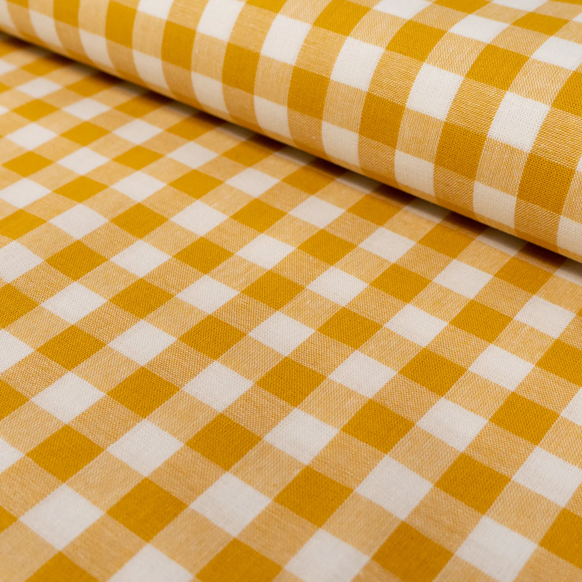Tissu Vichy carreaux moyens - Jaune soleil - Image 3